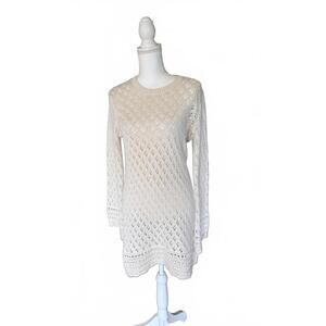 New FRAME Long Sleeve Crochet Knit Dress, Size Small